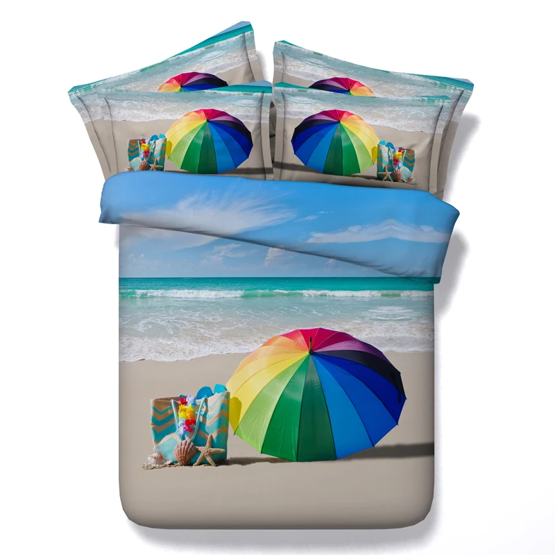 

Beach Bedding set 3D Sea seashell duvet cover bed sheet bedspread Super king queen size double twin single linen Designer 4PCS