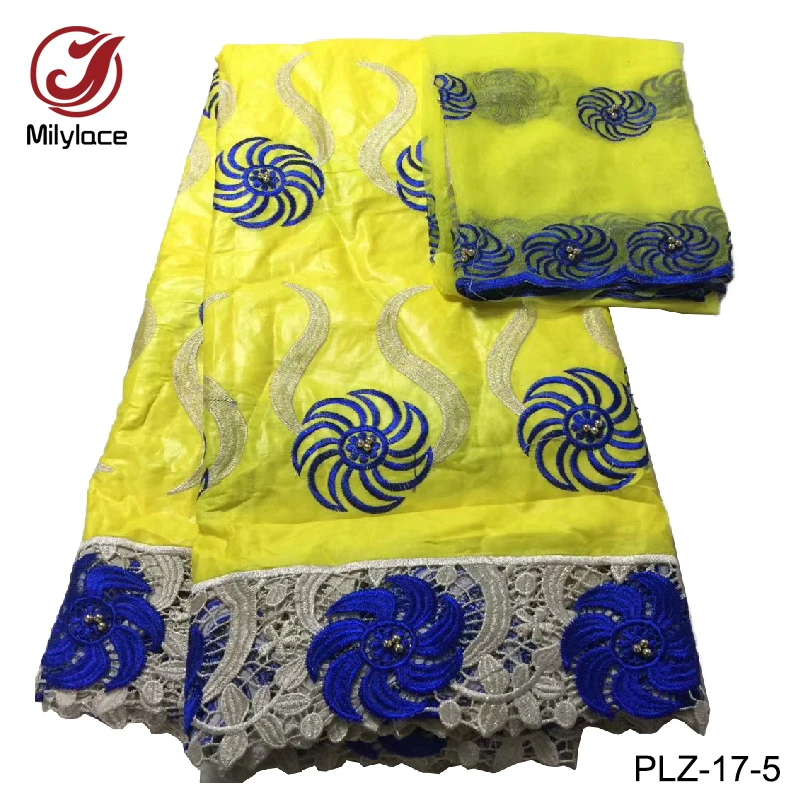

Milylace Cotton Bazin lace fabric delicate embroidery french beaded tulle lace fabric for women's dresses head tie PLZ-17