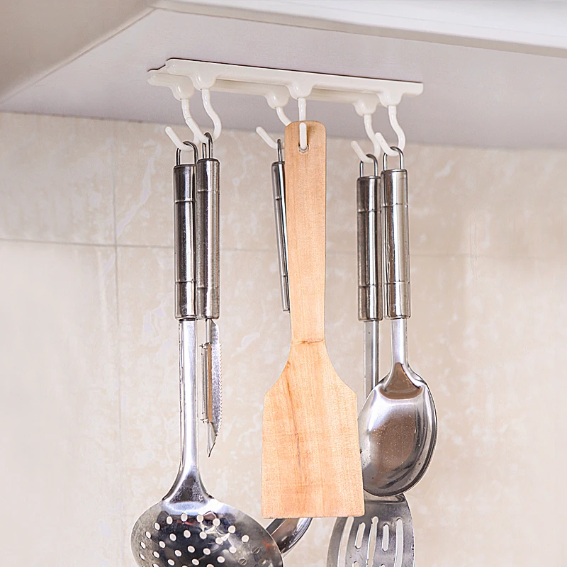 Кухонный шкаф 6 крючков органайзер шкафчик инструменты вешалка для полотенец - Фото №1