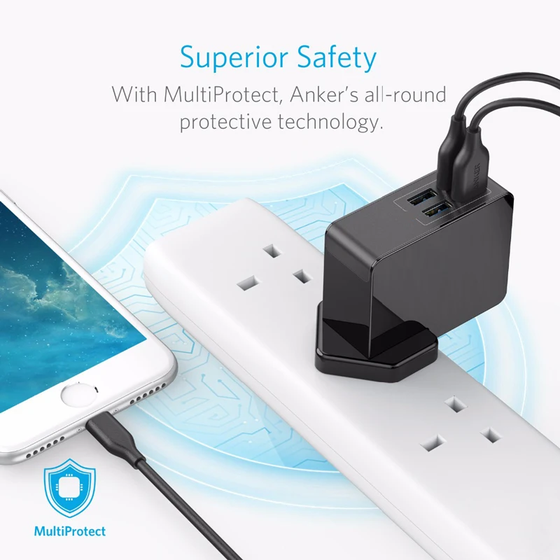 27 Вт 4 портовый USB настенное зарядное устройство PowerPort Lite со сменными Великой