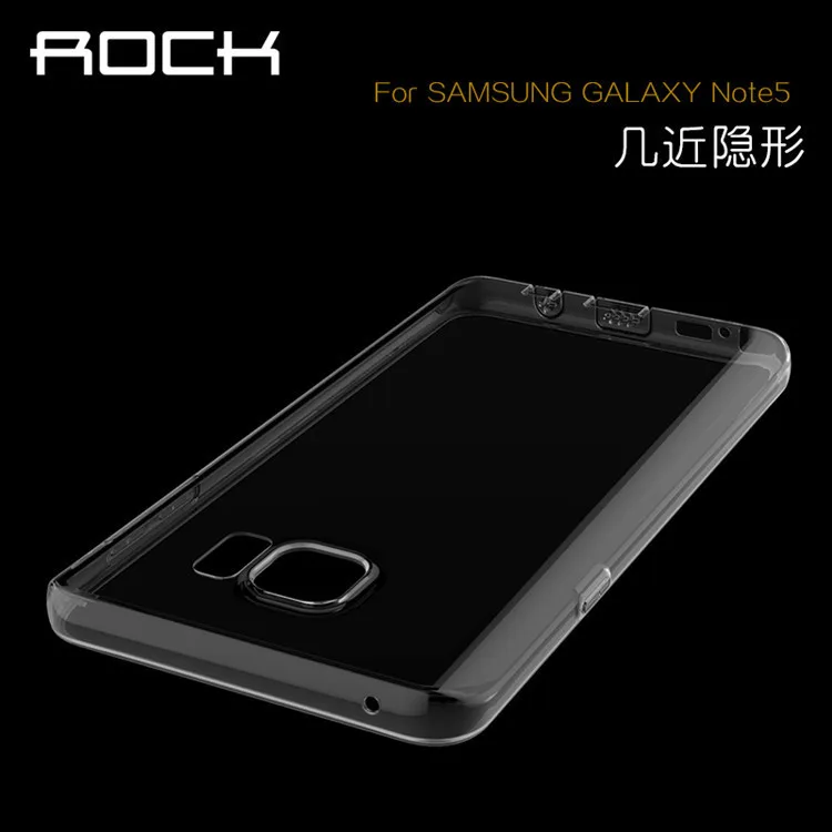 10pcs/Lot For Samsung Galaxy Note 5 Rock Slim Soft Transparent TPU Back Case Cover Skin retail box Free ship |