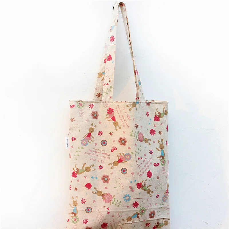 YILE Cotton Linen Shopping Tote Shoulder Carrying Bag Eco Reusable Printed Bunny rabbit Flower Easter Gift NEW L024 | Багаж и сумки