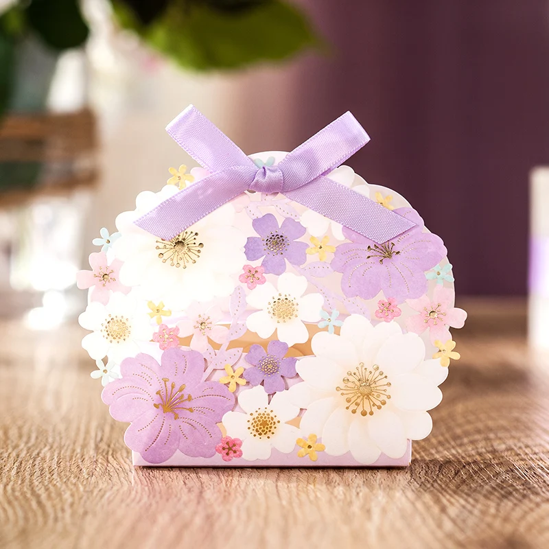 Новый Фиолетовый с лазерной гравировкой цветка Бумага ленты для свадебного