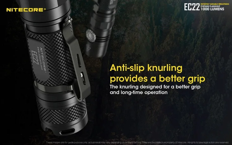NITECORE EC22 с 18650 перезаряжаемой батареей, бесступенчатая яркость, светодиодный фонарик, водонепроницаемый, походный фонарь