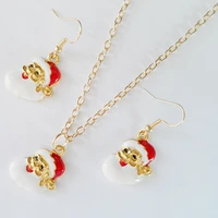 2022 new hot santa claus jewelry setsred christmas grandpa pendant necklace earring setsgold color pendant jewelry sets