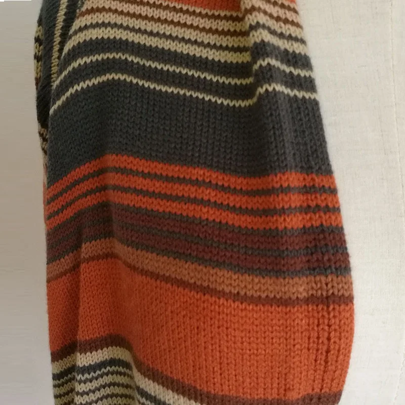 2019 Spring Oversized Sweaters Striped Cardigans Poncho O-Neck Ribbed Sweater Women'S Female Warm Thick Knitted Coarse Jumper |