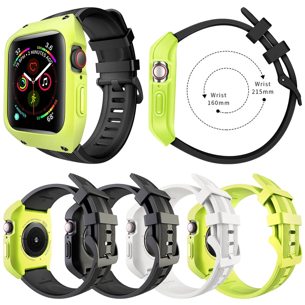 Роскошный силиконовый ремешок с чехол для Apple Watch SE Band Series 6 5 4 3 крышка 40 мм 44 38 42
