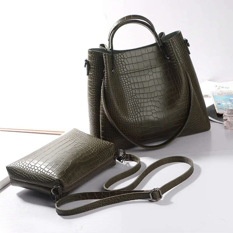 JIULIN New mother bucket single shoulder oblique slant hand female crocodile pattern bag | Багаж и сумки