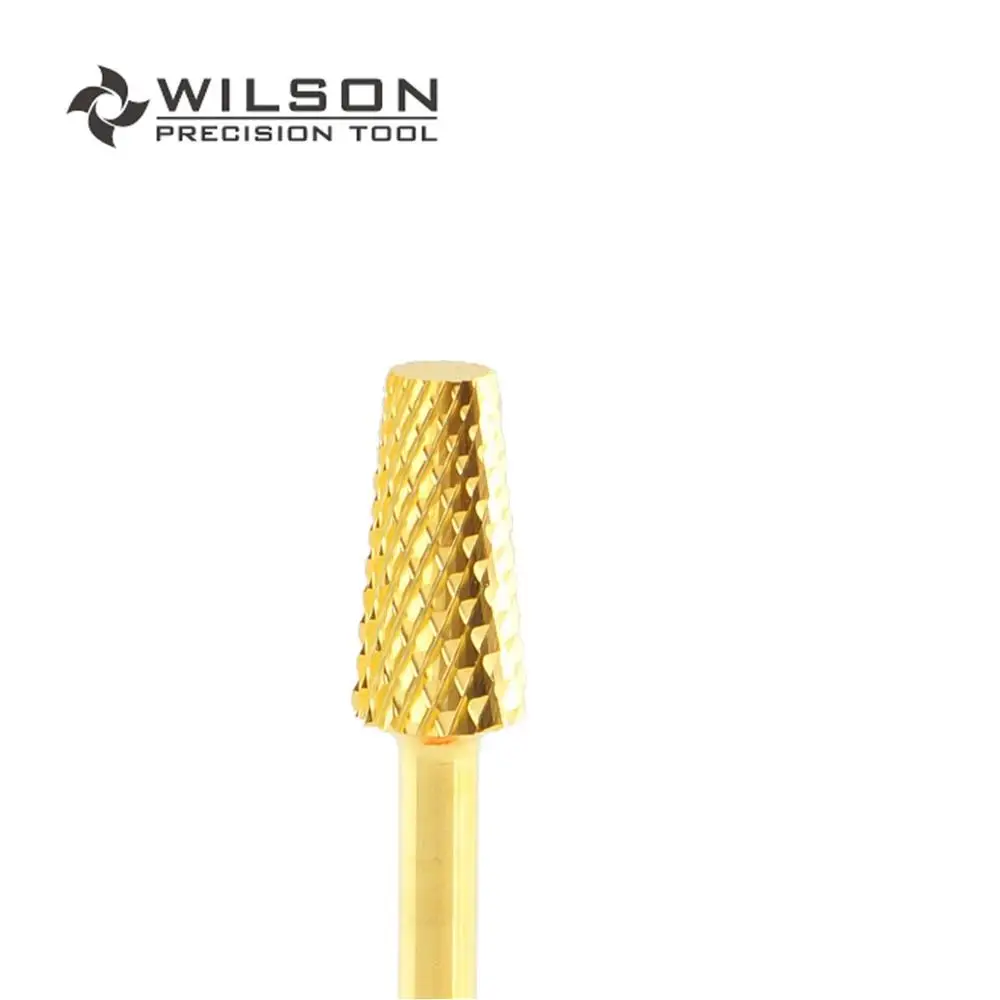 2 шт-конусовидный цилиндр бит-грубая(C-1140088)-карбид золота-WILSON сверло для ногтей - Цвет: Coarse - Gold