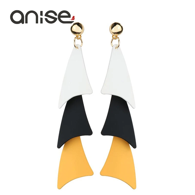 Женские многослойные серьги с кисточками Anise длинные металлические