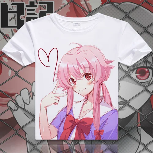Модная футболка в стиле аниме дневник будущего Mirai Nikki Gasai Yuno карнавальный костюм