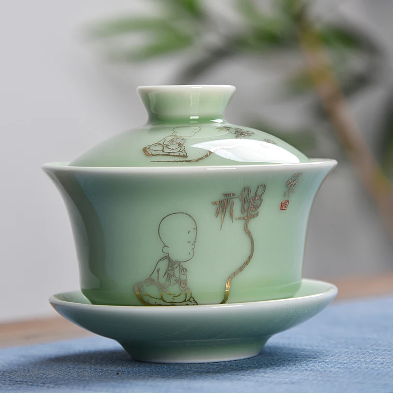 Китай Ручная роспись Gaiwan, Dehua высокое качество белый фарфор чайный набор для путешествий красивый и легкий чайник - Цвет: see chart