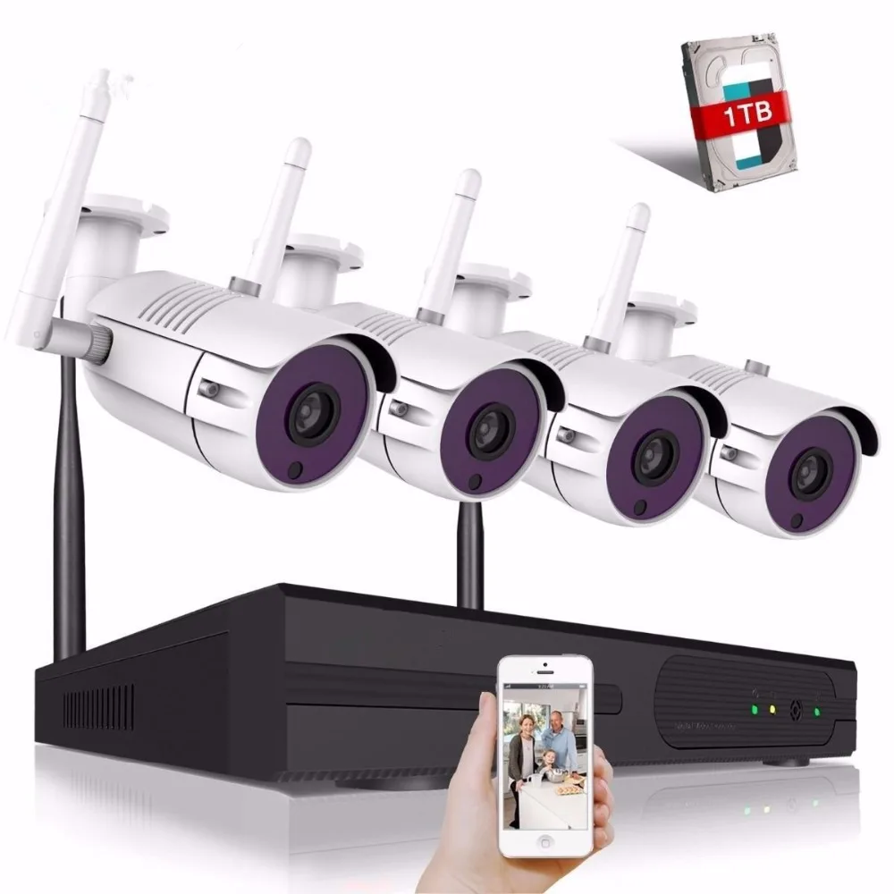 4CH 4MP Беспроводной безопасности Камера Системы CCTV WI FI NVR комплект ИК Открытый