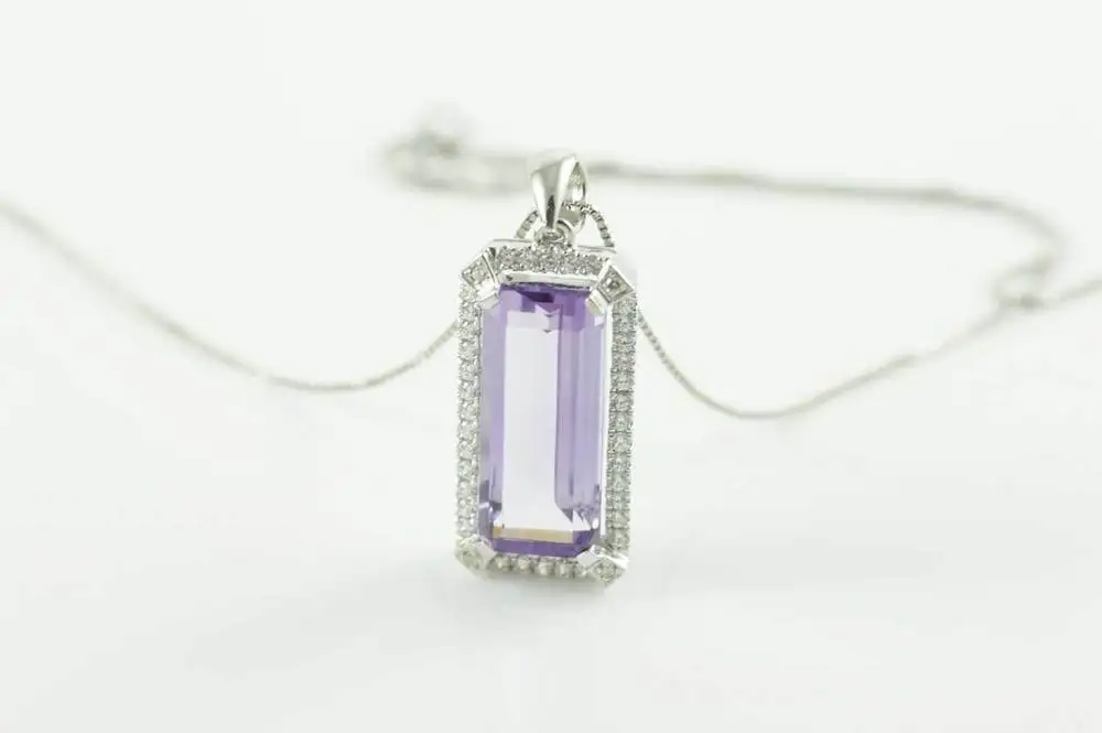 5.2ct Роскошные Природные Фиолетовый аметист кулон реального Pure 925 пробы