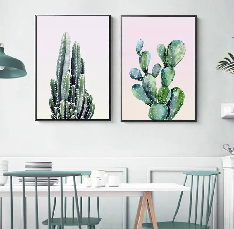 Скандинавский стиль акварельный кактус Холст Картина постмодерн постер и принт