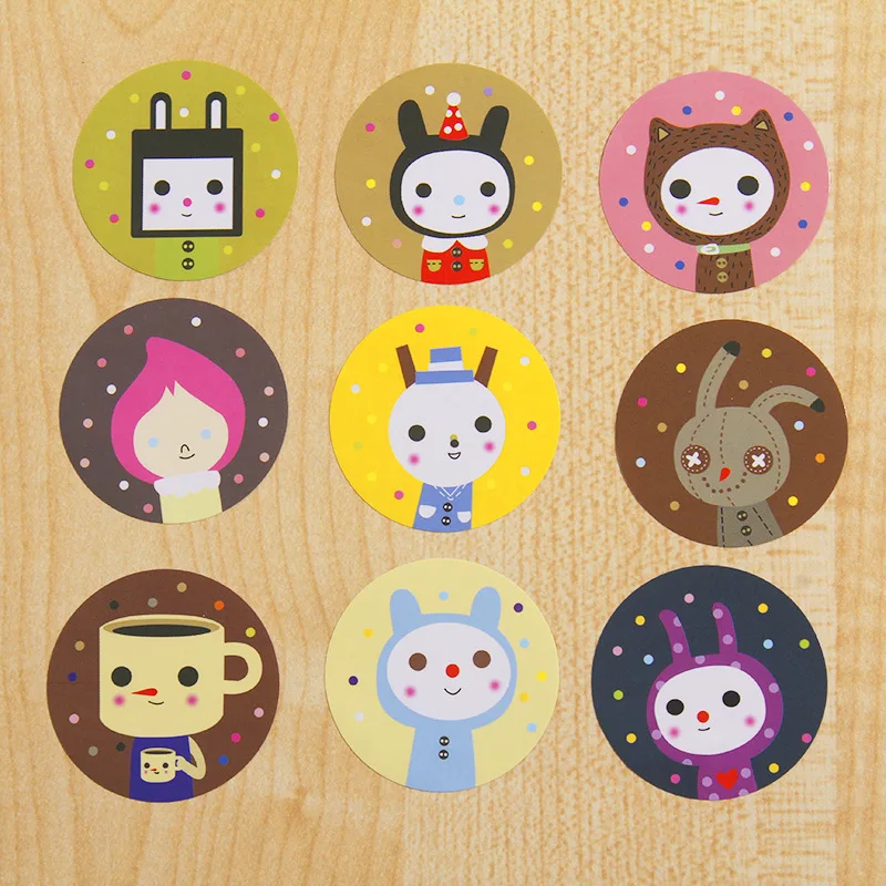 Kawaii Scrapbook Paper Gift Tags 18pcs/sheet Round Cute Cat Shape Sticker | Игрушки и хобби