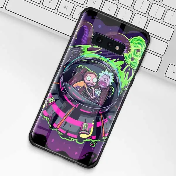 Рик и Морти чехол из закаленного стекла для samsung Galaxy S10 S10e S9 S8 S10 Plus Note 9 A50 A30 - Цвет: 002