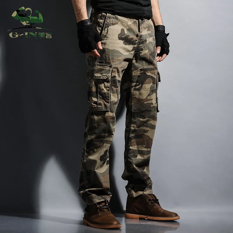 Для мужчин армейские камуфляжные брюки для девочек снаружи Camo штаны карго