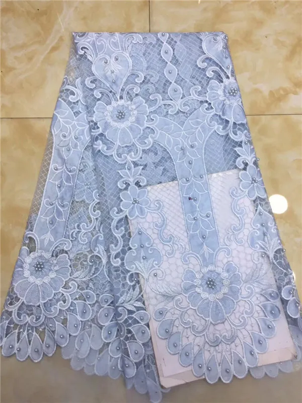 Best Selling Net Lace African Fabric Purple colour Nigerian French 2019 High Quality Nigeria Tulle Beaded sky blue | Дом и сад