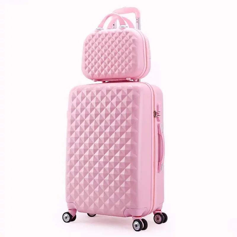 pink(set) Милый детский комплект багажных сумок на колесиках, Женский чемодан на колесиках для девочек, розовый Забавный Спиннер, брендовая косметичка для переноски, дорожная сумка vs сумочка - Цвет: pink(set)