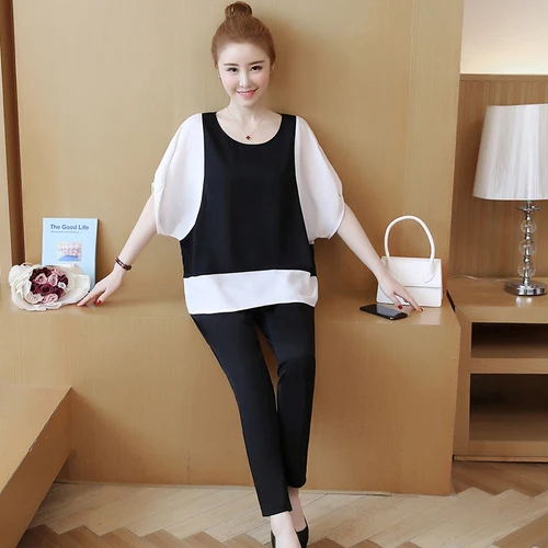 Плюс размер 5xl Женский комплект из двух предметов Свободный Тонкий Conjunto Feminino