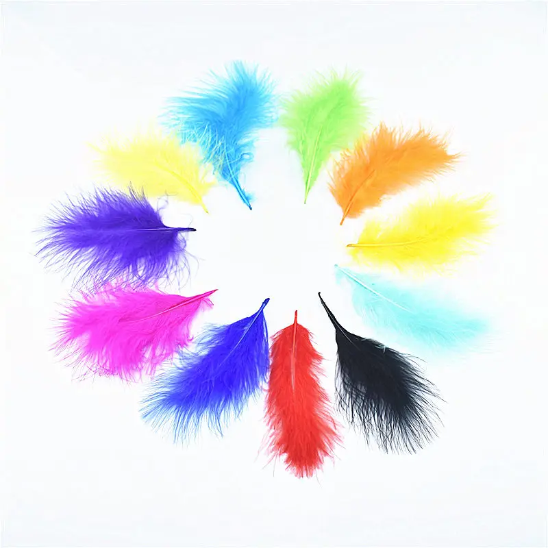 Оптовая продажа 100 шт./лот желтое пушистое перо индейки Марабу 10-16 см куриные