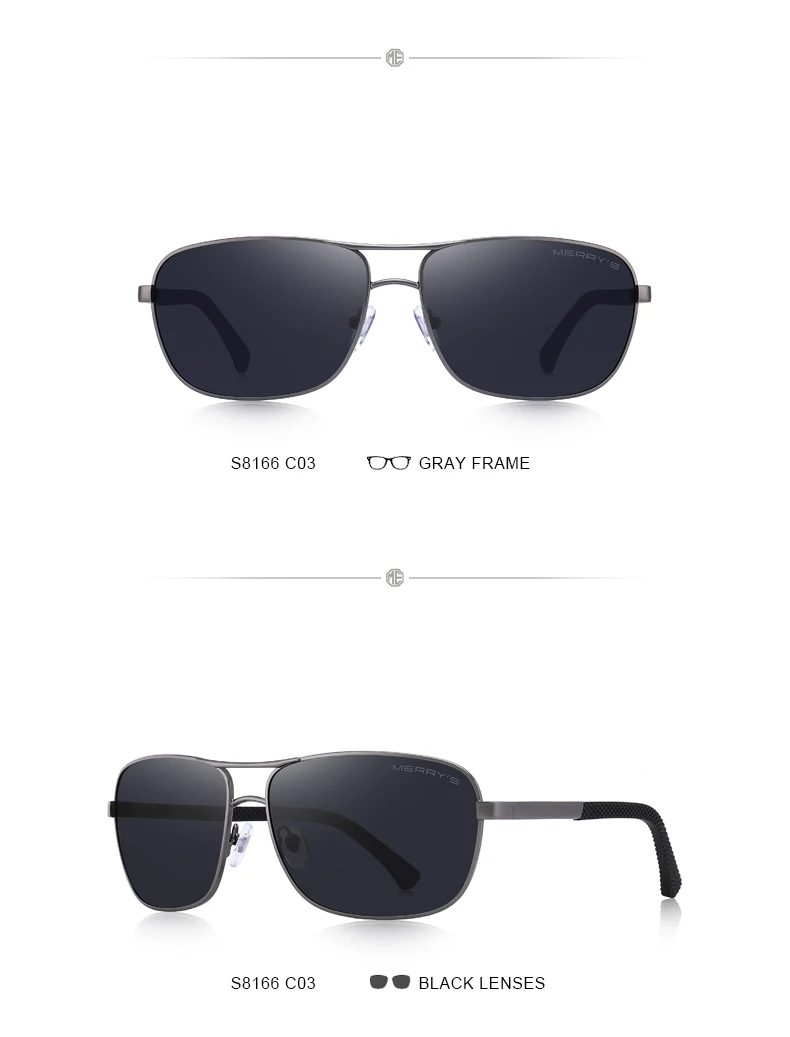 MERRYS DESIGN Men Classic Rectangle Sunglasses HD Polarized Sun glasses For Driving TR90 Legs UV400 Protection S8166