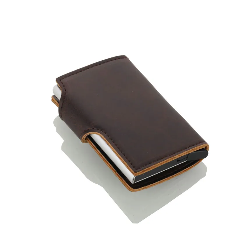 Weduoduo металлический мужской держатель для Карт RFID алюминиевый кредитный держатель для карт с блокировкой RFID из искусственной кожи мини волшебный кошелек