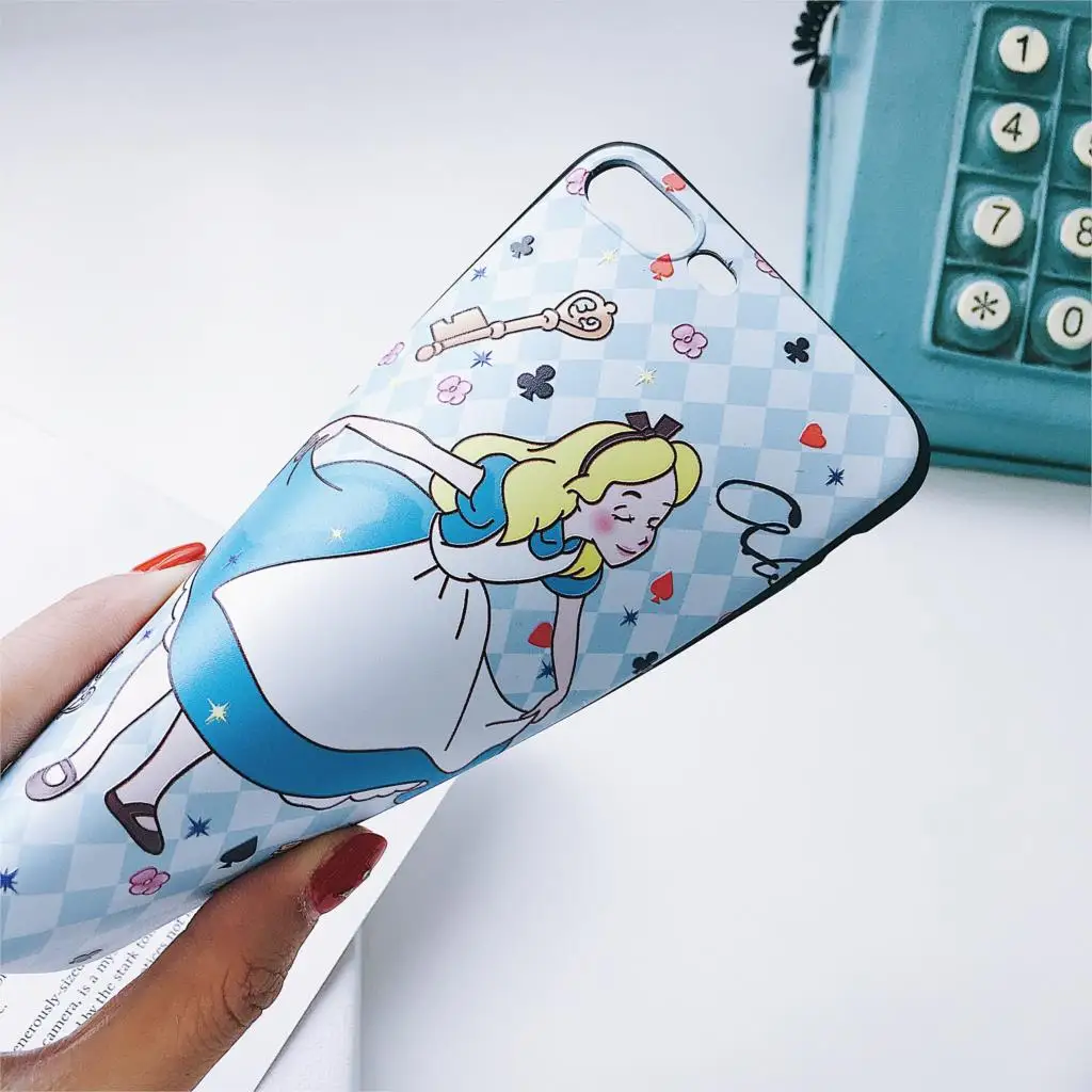 Cute Cartoon Anime simple Disneys Princess Alice Case cover For iphone 8 7 6 6s Plus X XR Xs Max Silica gel TPU phone back Shell |