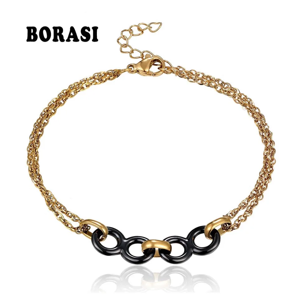 Женский браслет из нержавеющей стали Infinity 8 Symbol черный белый керамический с