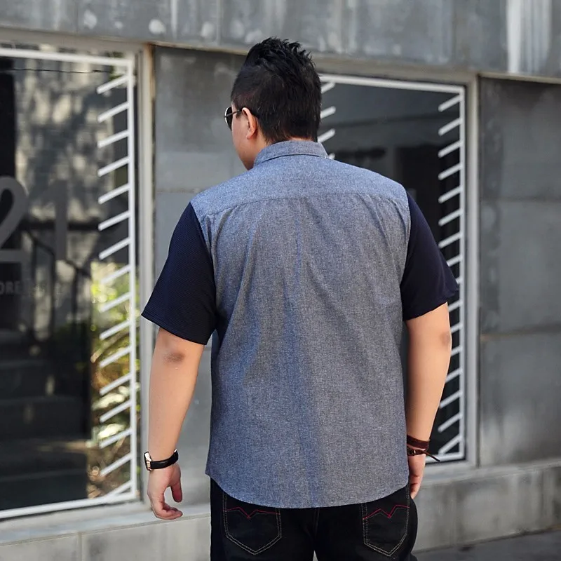

Plus size 9XL 8XL 7XL 6XL 5XL new Fashion Mens Short The Fat Easy Popular Split Joint Half Sleeve Shirt camisa social masculina