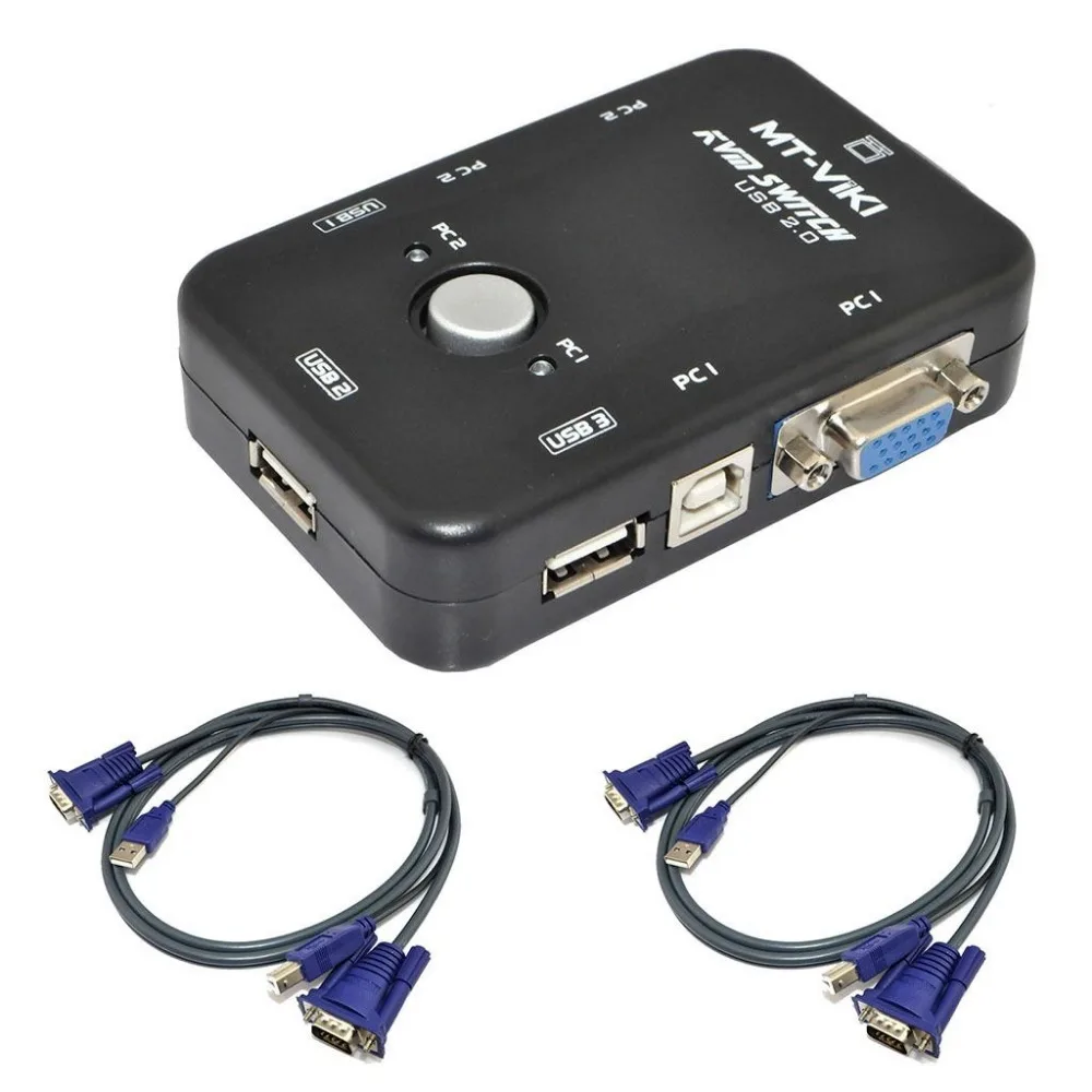 2 Порты и разъёмы USB 2.0 kvm переключатель Мышь клавиатура видео комплект с KVM