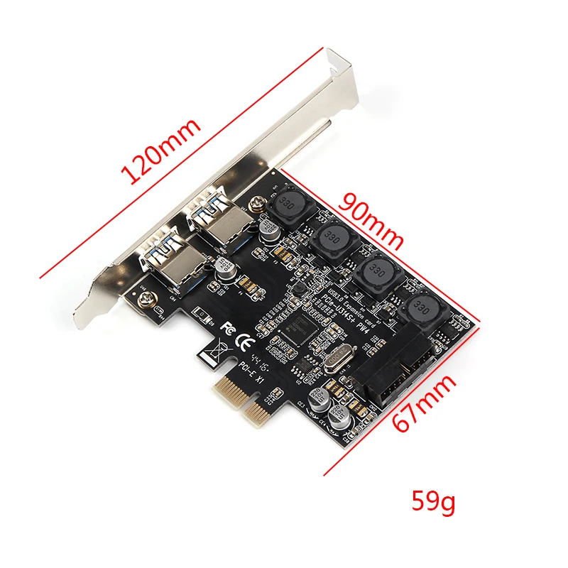 Карта расширения PCI Express с 19 контактами E на два порта USB 3 0 главный чип управления