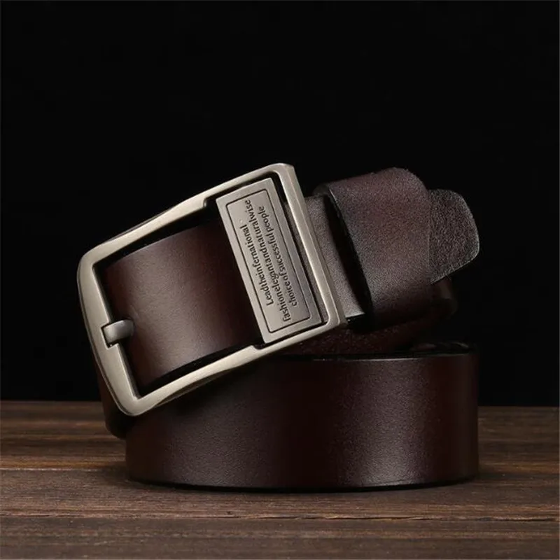 Brown with Gift Box 120 p 3,8 см Топ Классический мужской ремень из натуральной кожи, двухслойный ремень из воловьей кожи с отверстием, с пряжкой+ инструмент для перфорации+ подарочная коробка - Цвет: Brown with Gift Box