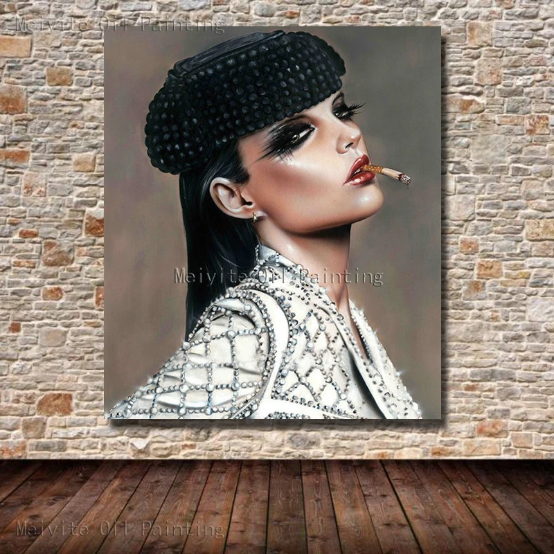 Черно белая картина Готическая курительная девушка красивый портрет