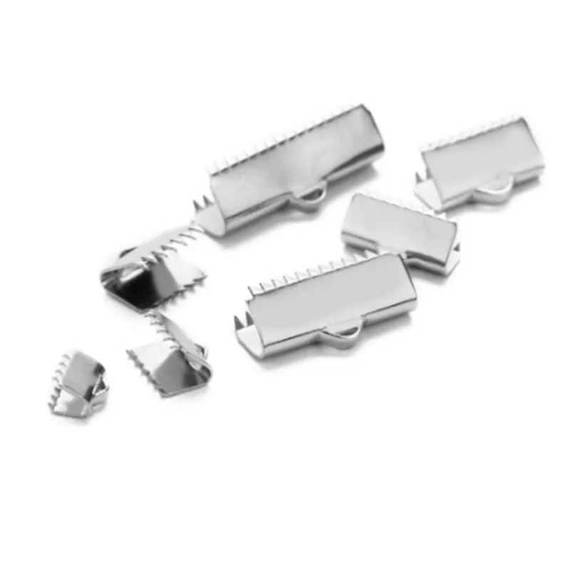 Start-up 20pcs/lot Smooth Stainless Steel Ribbon Clip Clamp Cord Crimp End Cap Tip Pinch Necklace Bracelet Connector Finding DIY | Украшения