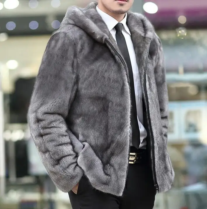 

Winter thicken warm faux fur coats mens leather jacket slim hooded outerwear men overcoat turn-down collar jaqueta de couro