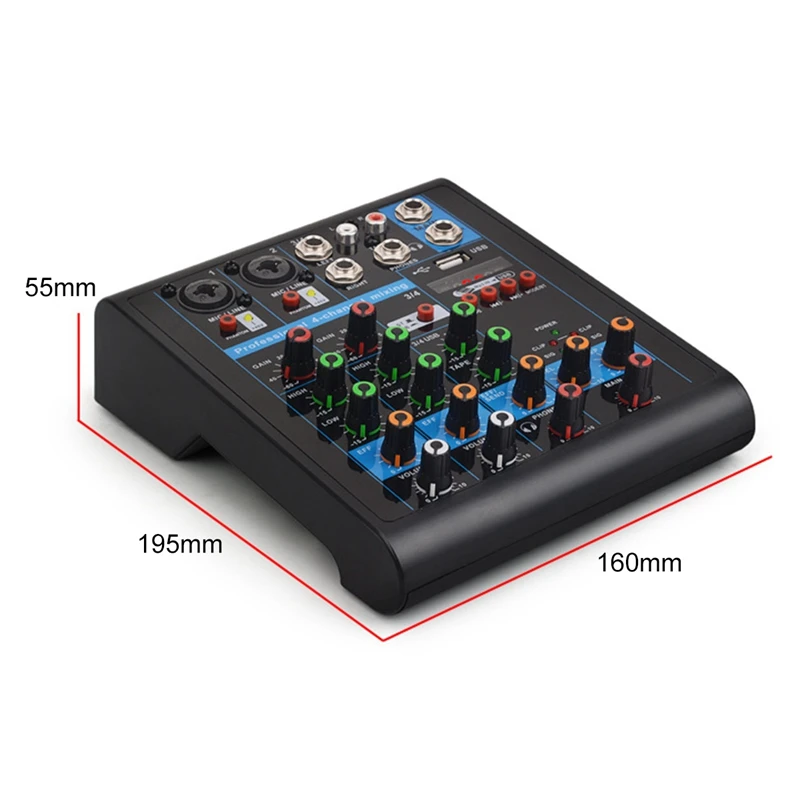 LEORY мини 4 канала аудио миксер USB bluetooth DJ звук микшерный пульт MP3 динамик для караоке усилитель сбалансированный микрофон для KTV