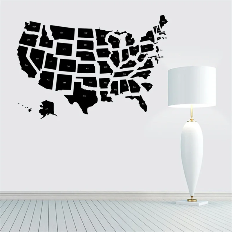 GB408 USA American Map Pattern wall art bedroom decorative stickers diy home decals mural poster vinyl paper | Дом и сад