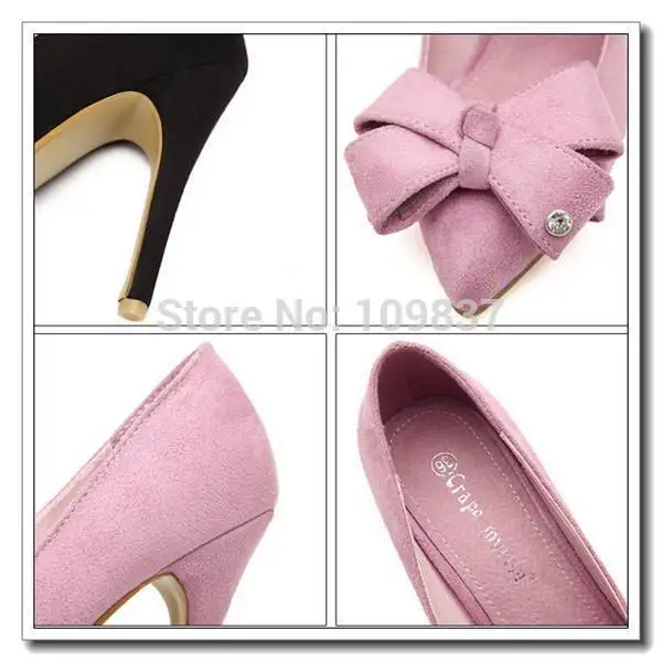 2014 New Popular Design Pointed Toe Sweet Bowtie Women Sexy High Heel Pumps MY5083 | Обувь