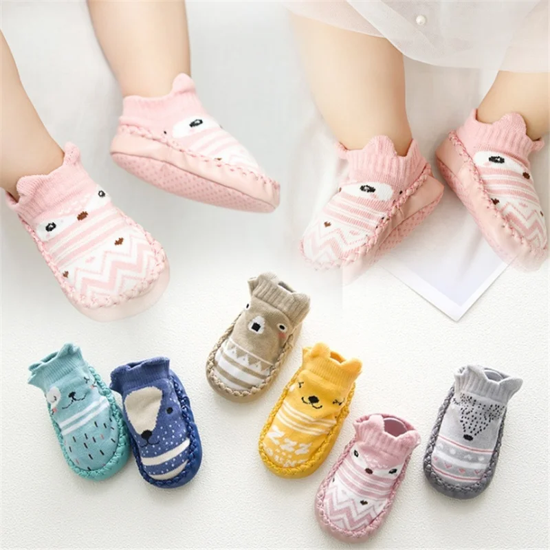 GRRCOSY/детские носки тапочки Нескользящие кожаные с резиновой подошвой для малышей