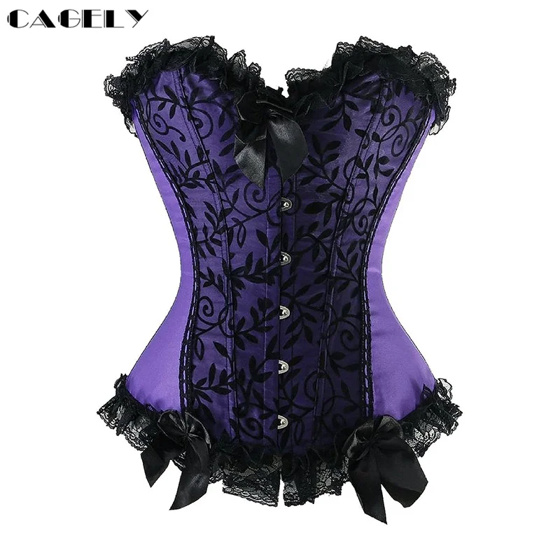 Корсет в стиле &quotЛолита&quot кружевная Обшивка с оборкой цветочное кружево