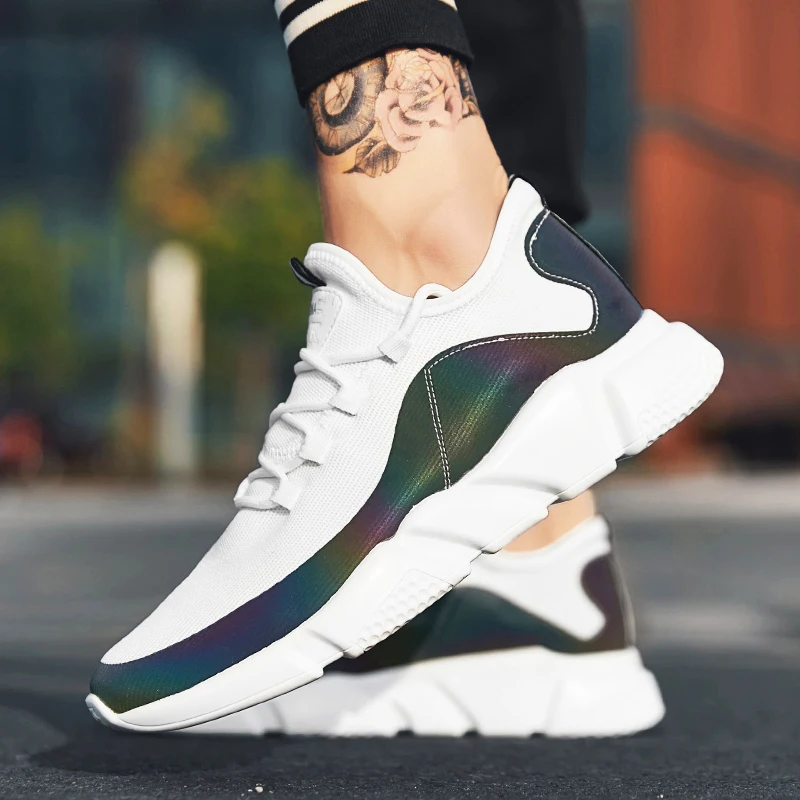 Новая Светоотражающая спортивная обувь для мужчин комфортные дышащие мужские