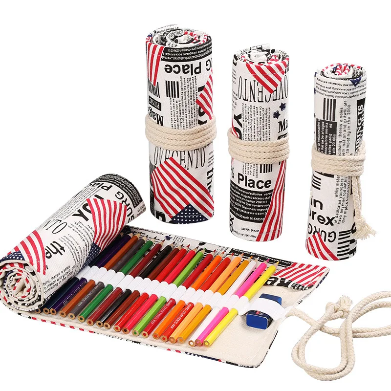 12/24/36 отверстия Карандаш Чехол Trousse Stylo Kawaii Cat рулон Pennen Etui Astuccio порта Пенне Articulos Escolares большой школьный рюкзак