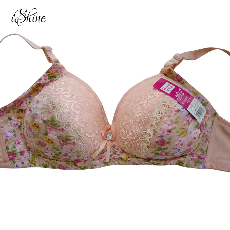 Для женщин Push Up бюстгальтеры для пикантные цветочный принт кружево Bralette