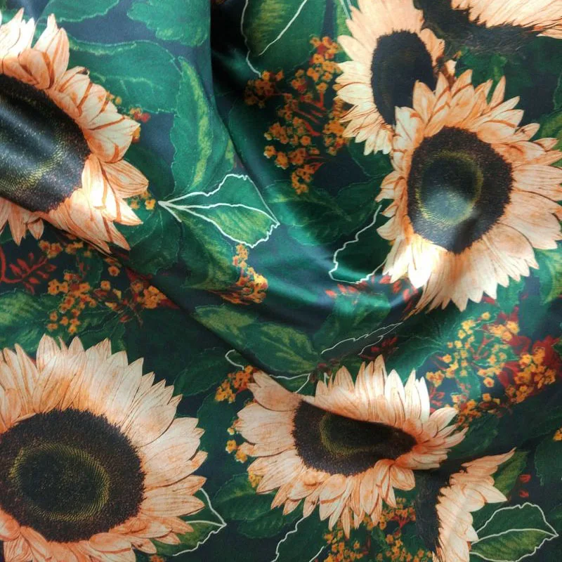 3 y Королевский синий зеленый helianthus лучший новый принт Подсолнух ткань алловер