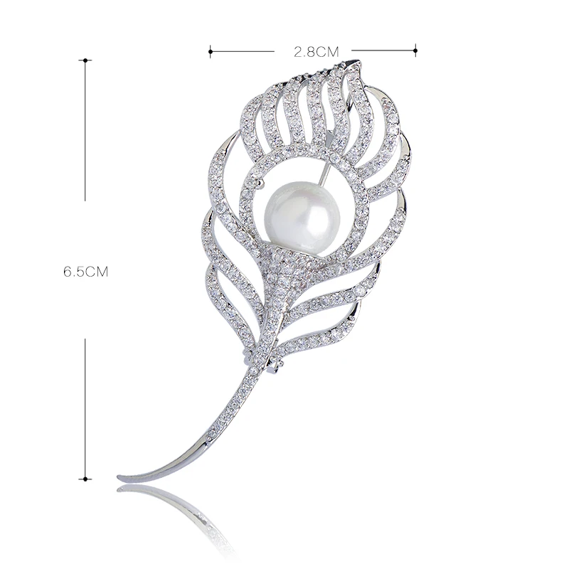 Blucome Высокая брошь с искусственным жемчугом горный хрусталь Медь Брошь для