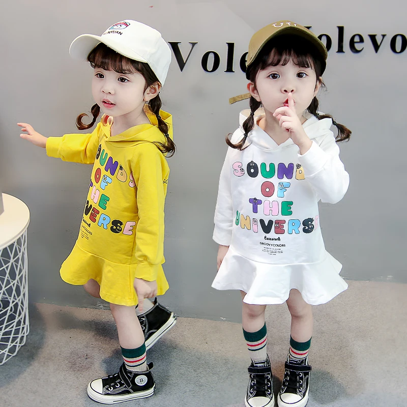 

Детское Хлопковое платье с капюшоном, с длинным рукавом, на возраст от 12 месяцев до 6 лет