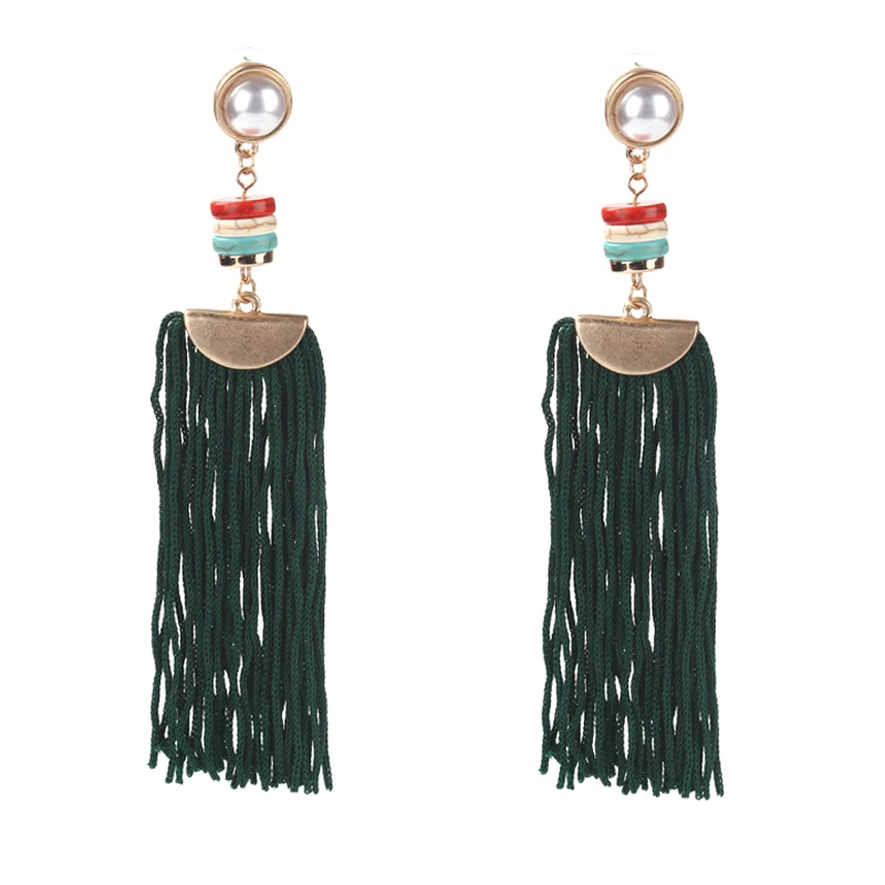 Junlead 8 colors Trendy Jewelry Fashion top Design Dangle Drop Boho bohemian pearl Maxi Tassel Fringed Bijoux Earrings for Women | Украшения
