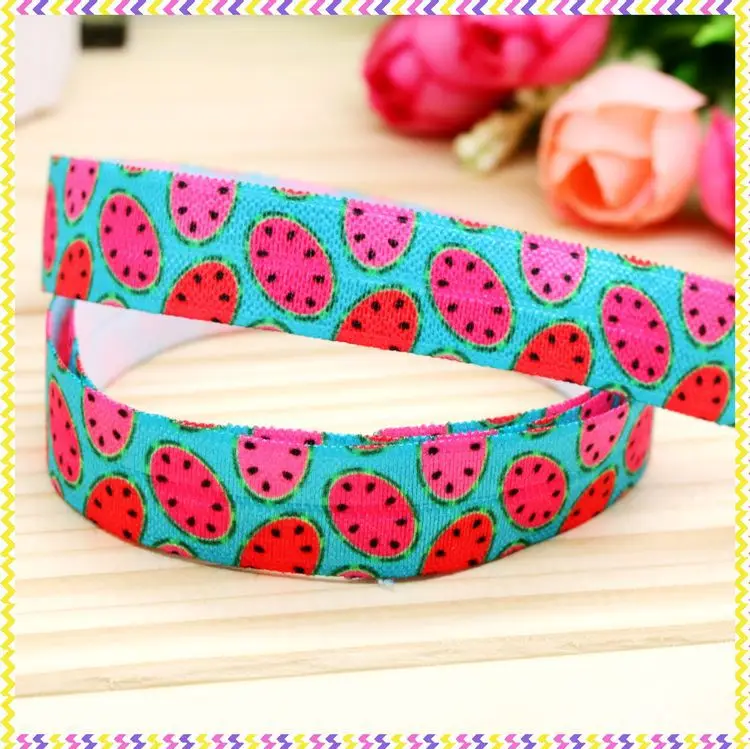 

5/8'' Free shipping Fold Elastic FOE watermelon printed headband headwear hairband diy decoration wholesale OEM P4454